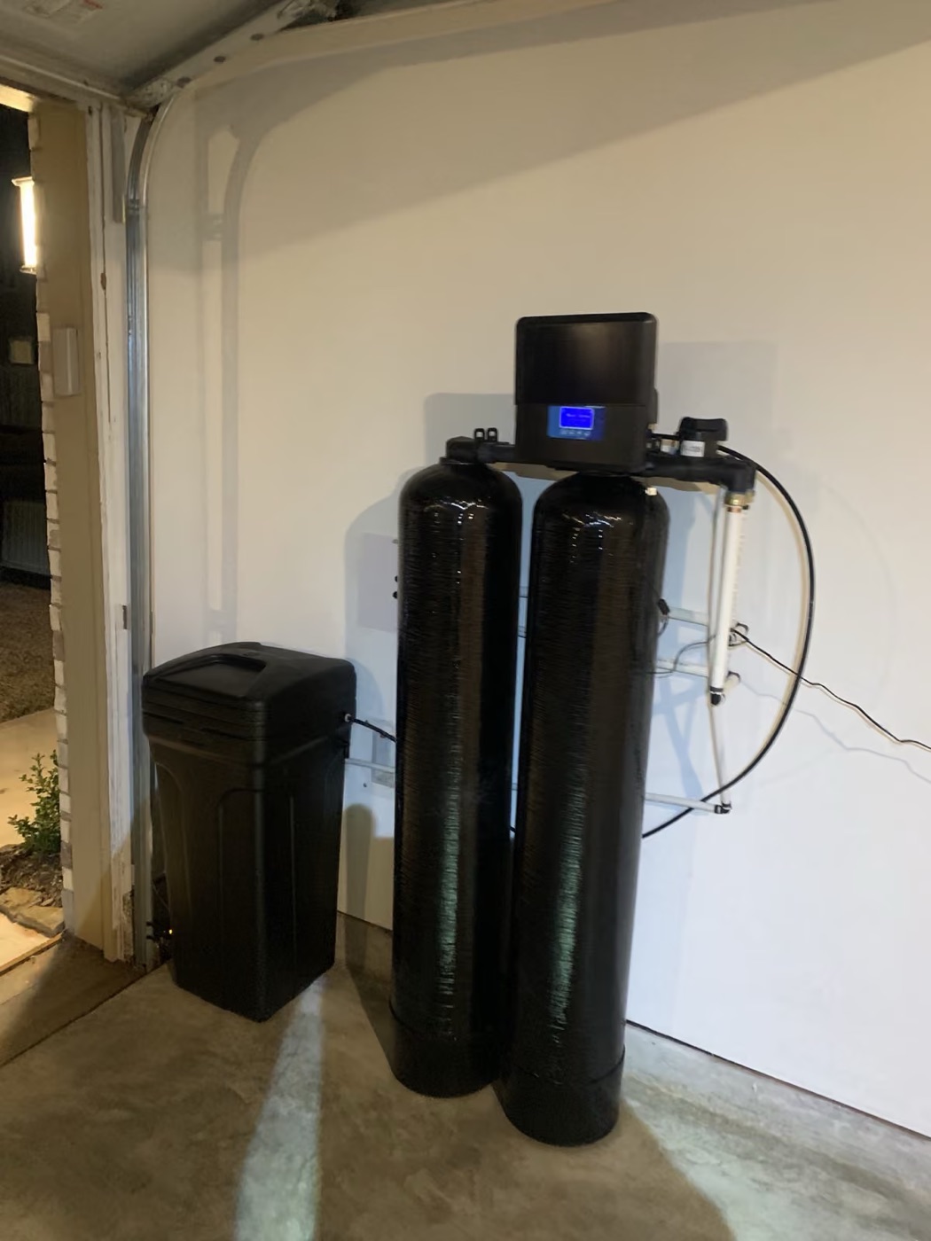 Dual-tank system and brine tank just inside the garage door 2